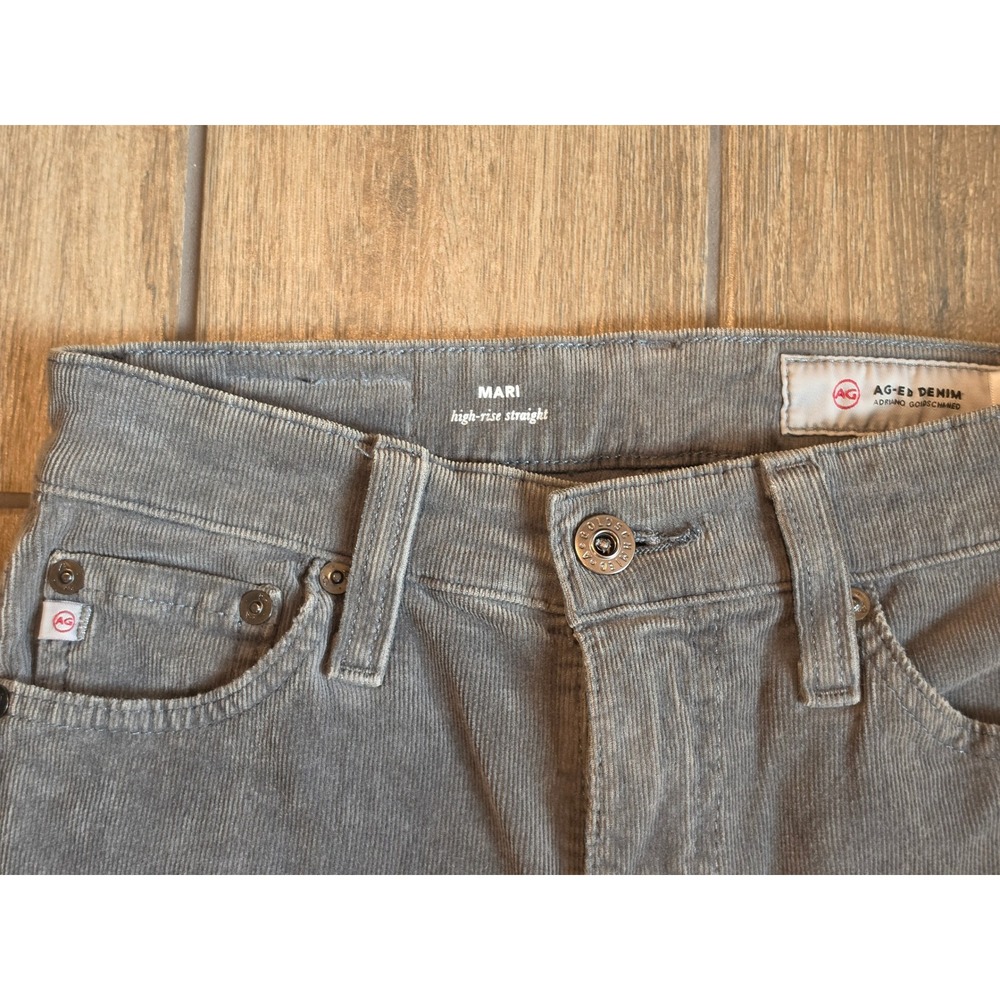 AG Adriano Goldschmied Mari High Rise Straight Corduroy Pants Grey 24R - Picture 3 of 5